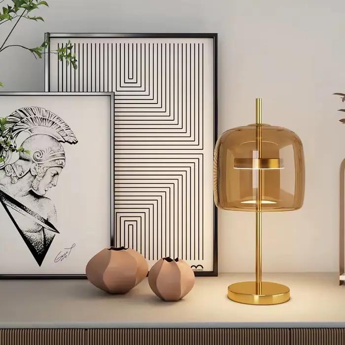 Lampes sur pied en verre gris fumé modernes pour salon