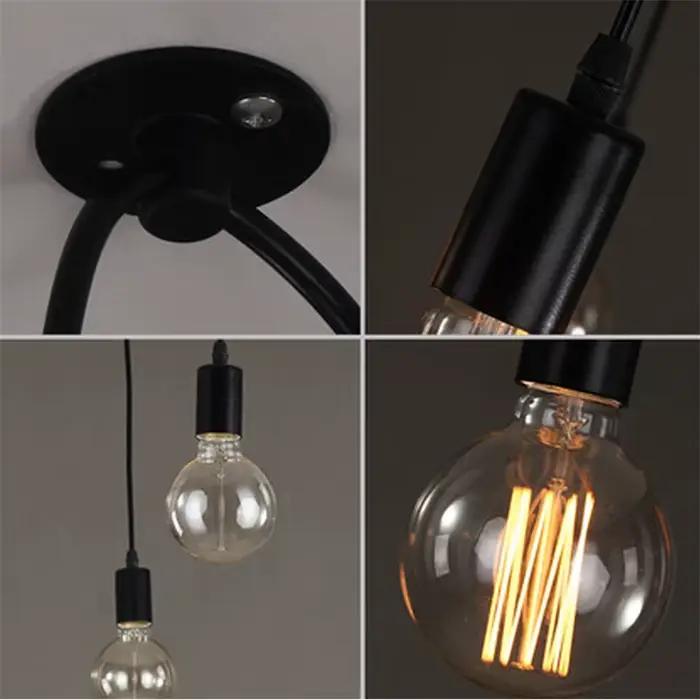 Vintage noir araignée suspension E27 Edison LED ampoule Multi Source de lumière rétro suspension lampe 1.2/1.5/2M Loft salle à manger éclairage