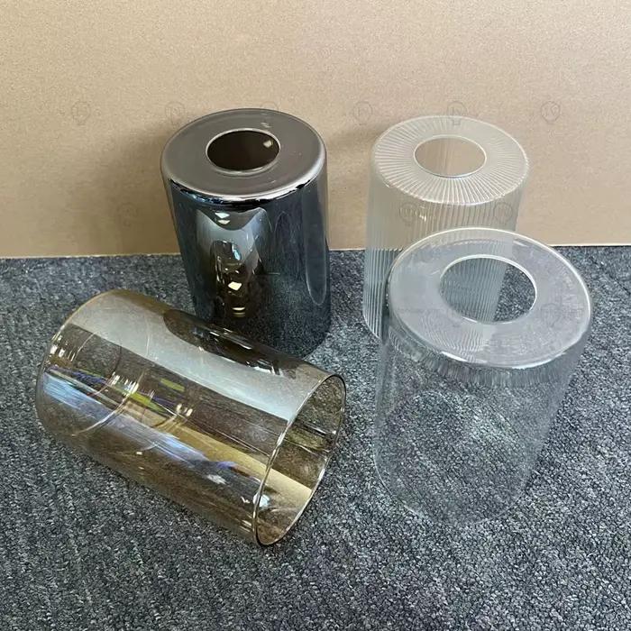 Abat-jour cylindrique en verre transparent ambre gris fumée pour lampe suspendue applique murale lampe de vanity élégant pour décoration intérieure occasionnels