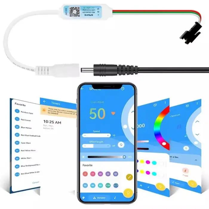 Lumière de bande de LED IOS Android DC5V-24V WS2812B Contrôleur Mini Musique Bluetooth App Contrôleur pour WS2812 WS2811 Piexls Adressable