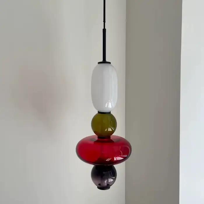 Lustre en verre soufflé à la main de style italien, luminaire suspendu de luxe à LED pour salon, cuisine, restaurant, décoration