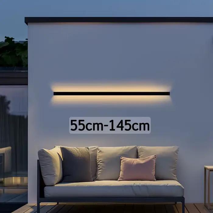 Lampe murale longue moderne, étanche, pour extérieur, lampe murale LED de jardin, éclairage en bande longue, lampe murale IP65 85-256v, lampe décorative d'extérieur
