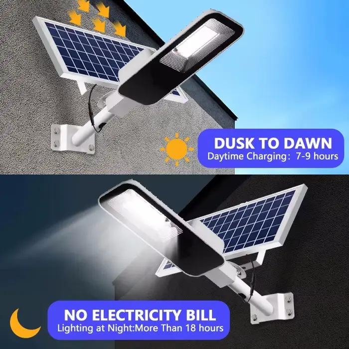 Lampadaire solaire LED haute luminosité à détection automatique, étanche IP65, pour éclairage extérieur de jardin, cour, place publique et parking