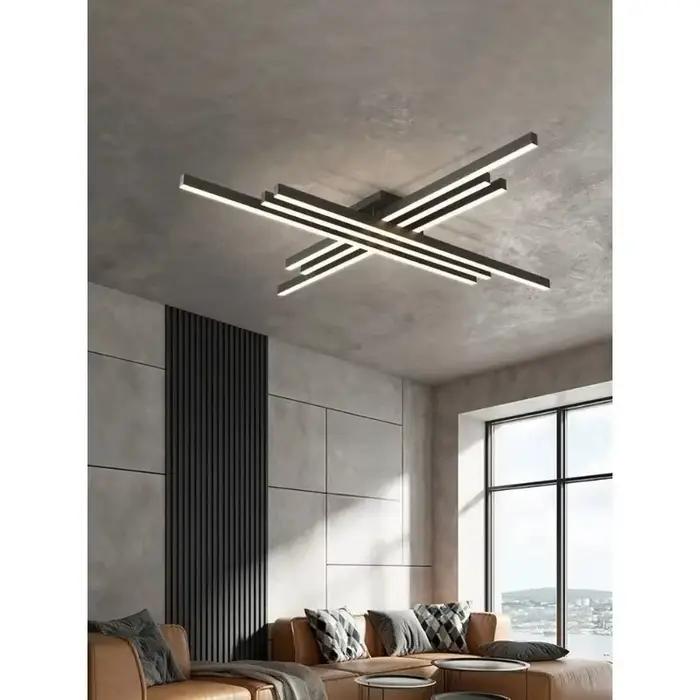 Lustre noir pour chambre principale, lampes de salon, plafonnier LED, éclairage à économie d'énergie, bande lumineuse créative pour chambre d'amis