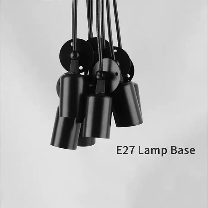Vintage noir araignée suspension E27 Edison LED ampoule Multi Source de lumière rétro suspension lampe 1.2/1.5/2M Loft salle à manger éclairage