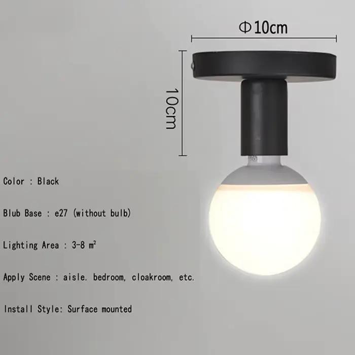 Base de lampe moderne noire E27, style nordique rétro en fer, décor pour salon, chambre à coucher, salle de bains, plafonnier, support de lampe murale