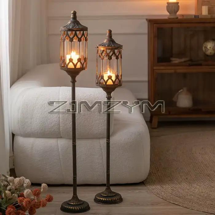 Lanterne décorative sur pied rétro, grande lanterne décorative pour la maison, lampe décorative de jardin, ornement