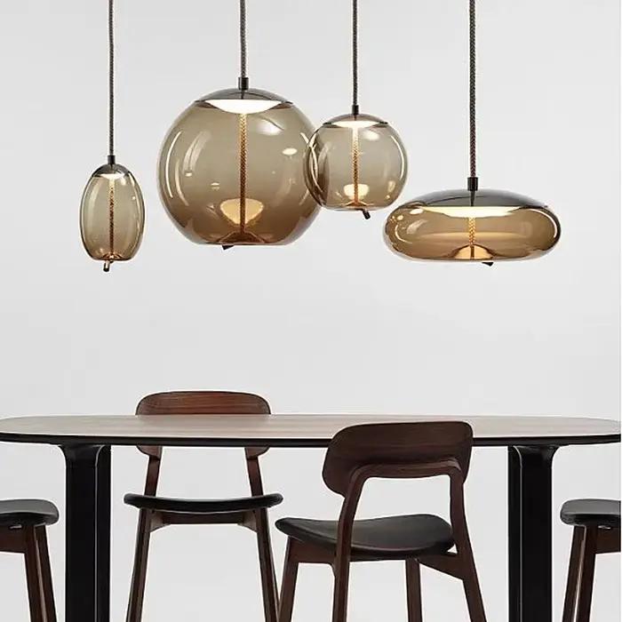 Moderne minimaliste verre pendentif LED lumière cuisine suspendu lustre pour salle à manger salon chambre Bar café décor éclairage