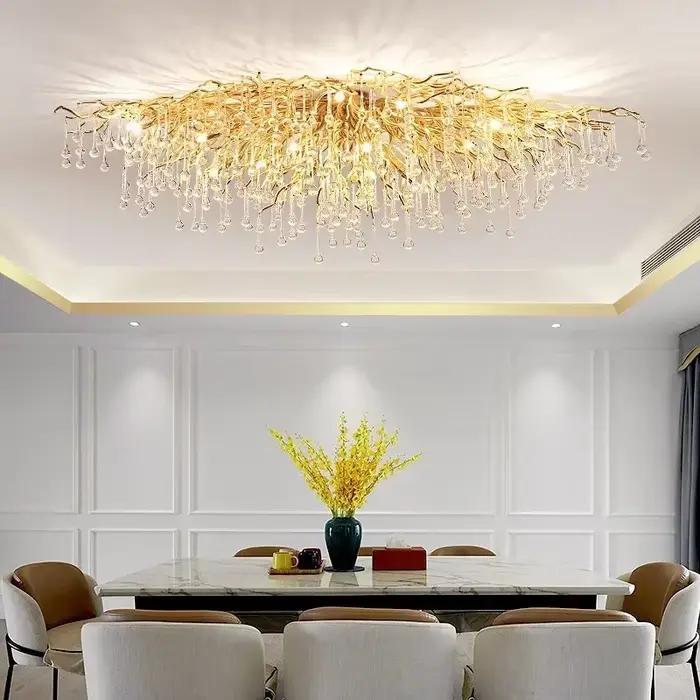 Plafonnier LED en Clip au Design Moderne, Disponible en Or et Argent, Luminaire Décoratif de Plafond, Idéal pour un Salon, une Cuisine, un Hall d'Hôtel