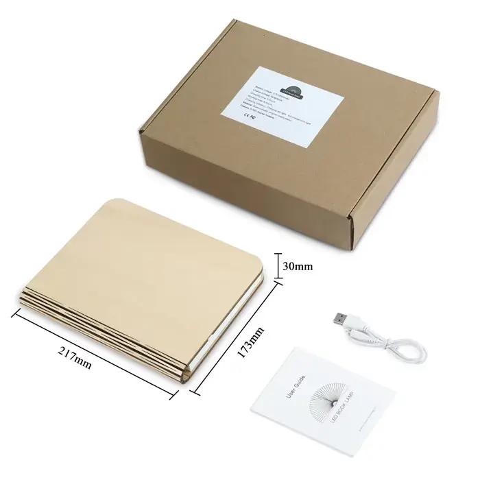 3D en bois pliable LED livre veilleuse 3/5 couleurs d'éclairage 5V USB Rechargeable magnétique bureau lampe de Table chambre chevet décor