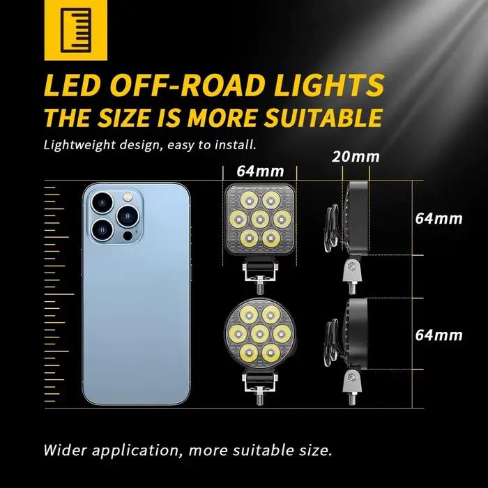 Mini 2.5 "Carré Mini Led Carré Lampe De Travail Poteau 7LED Cross Country Marine Projecteur 4X4 Jeep JK 4Wd Camion 9V-30V