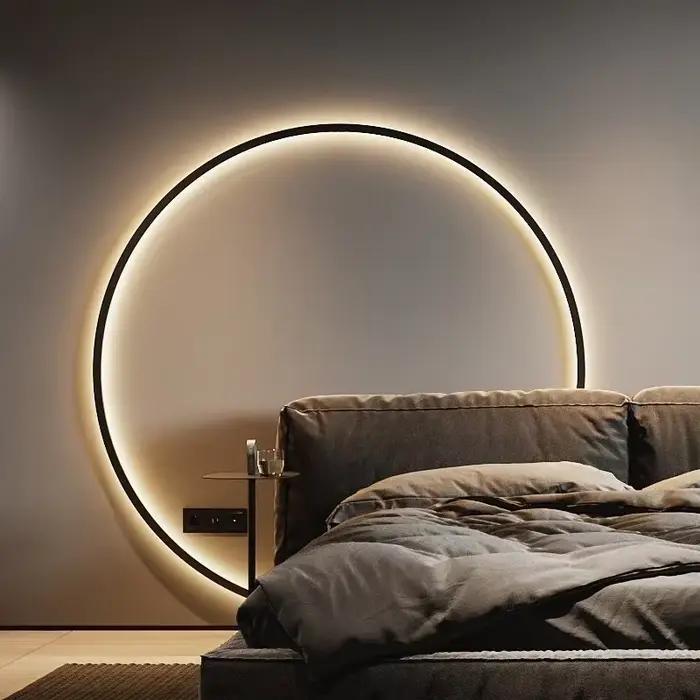 Applique murale LED 80/100/120CM, lumière tricolore moderne, grand cercle, décoration murale pour la maison, chambre à coucher, salon, éclairage intérieur