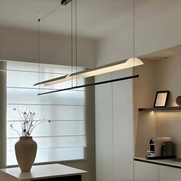 WabiSabi moderne suspension minimaliste longue bande suspension lampe avant-toit acrylique lustre pour salle à manger salon bureau cuisine