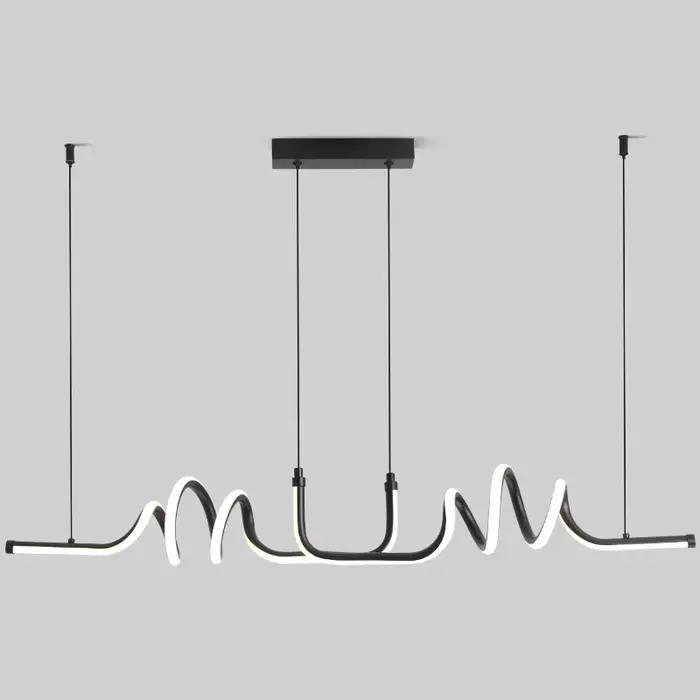 Moderne noir pendentif LED lumière pour salle à manger lustre incurvé efficace luminaire à la maison cuisine salon décor à la maison