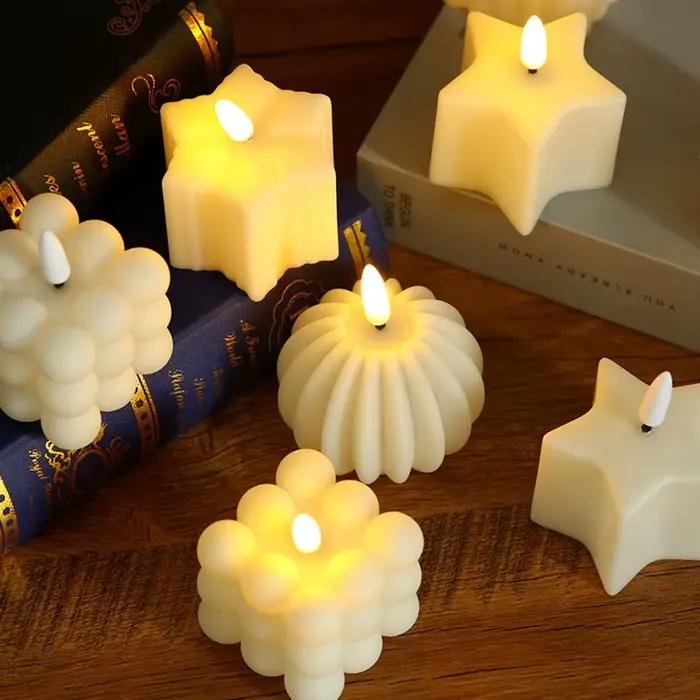 Bougie LED blanche en plastique, lumière chaude, électronique, accessoires Photo, ornement de bureau, bougie d'ambiance, décoration de la maison