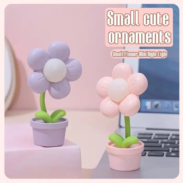 Mini LED fleur veilleuse mignon petite lampe de Table ornement de bureau chevet chambre lumières d'ambiance enfants jouet enfants cadeau de vacances