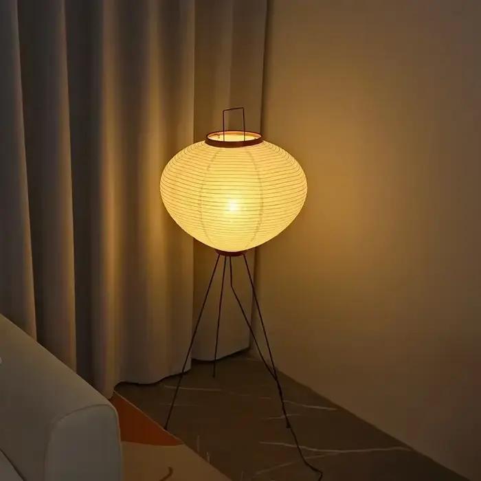 Noguchi Akari Lampadaire en papier de riz Lampe de bureau japonaise avec ampoule E27