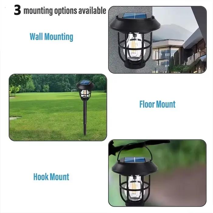 1/2 pièces lampadaires solaires extérieur 3IN1 LED Induction applique murale décorative tungstène lampes suspendues pour jardin paysage