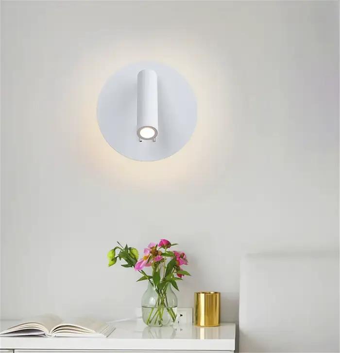Applique murale à LED avec interrupteur, Angle d'éclairage réglable, en fer, aluminium et acrylique, idéal pour une chambre à coucher ou une lecture, AC90-260V