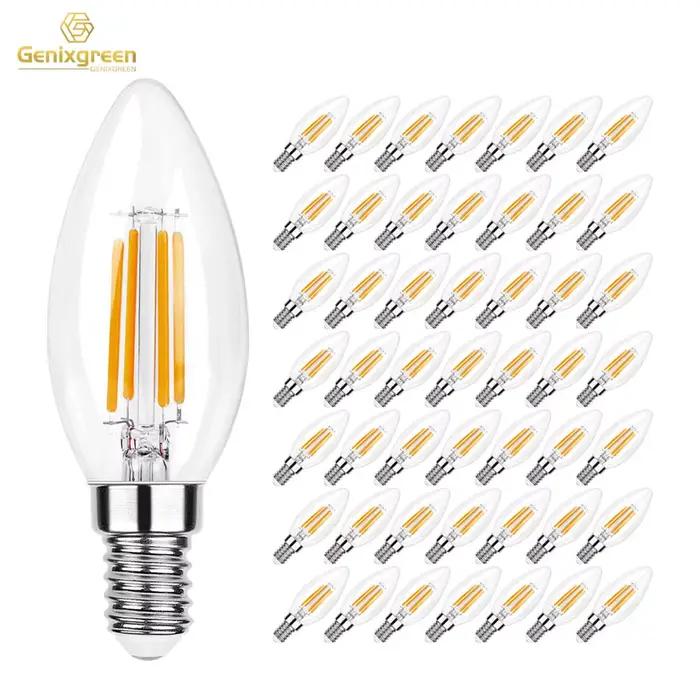 Ampoules LED C35 4W E12 E14 type bougie, équivalent 40 watts, dimmables, blanc chaud 2700K, pour lustre, ventilateur de plafond, lumière de bougie
