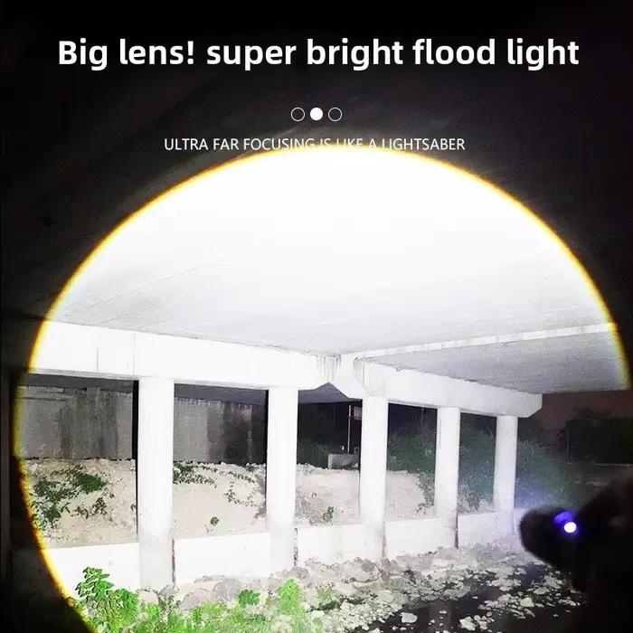 Nouvelle lampe torche rechargeable à tête en aluminium, laser blanc longue portée, affichage numérique LCD, éclairage extérieur, lampe de travail portable pour la maison