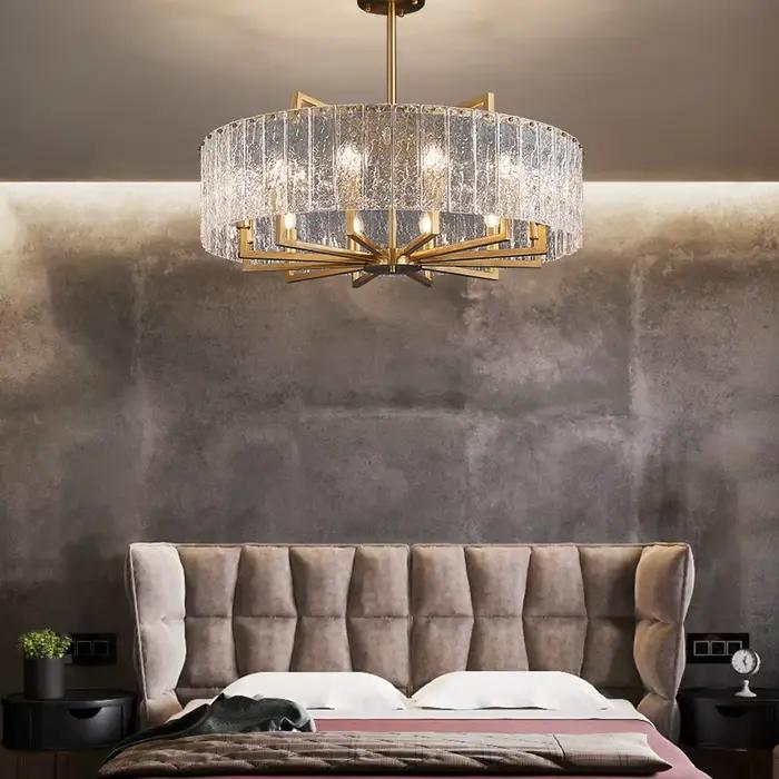 Plafonnier LED suspendu en cristal K9 design moderne luminaire décoratif intérieur pour salon hôtel restaurant élégance contemporaine ambiance relaxante