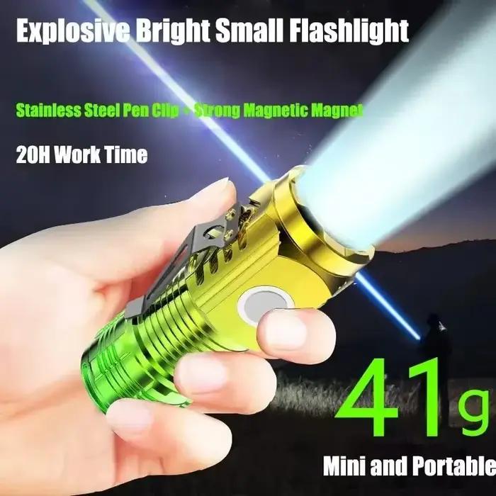 Lampe de poche Super Lumineuse Rechargeable à 3 LED Bleues Compacte Étanche pour Camping Climbing Hunting Night Fishing Cycling Occasions Spéciales