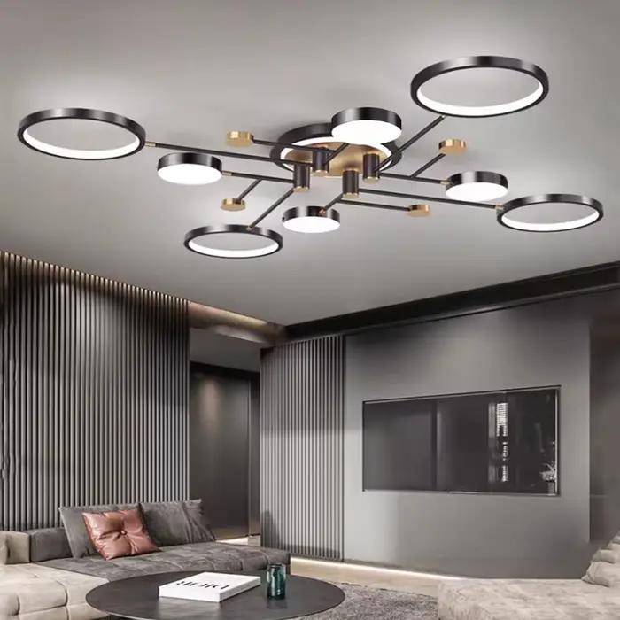 Moderne Led Suspension Éclairage Pour Salon Salle À Manger Chambre Plafond Lustre Or/Noir Décoration Nordique Lampes AC90-260V