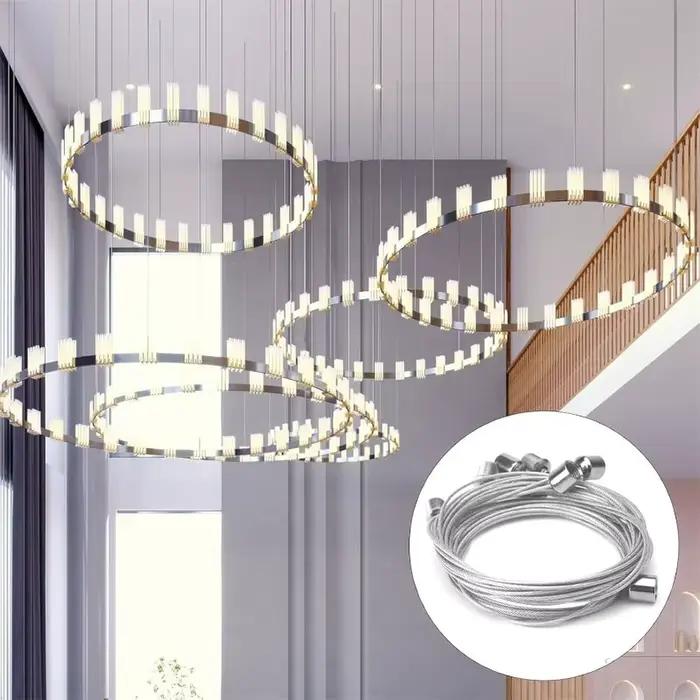 1/10 Sets Kit de suspension réglable avec câble en acier pour panneaux LED, luminaires de plafond et décoration intérieure