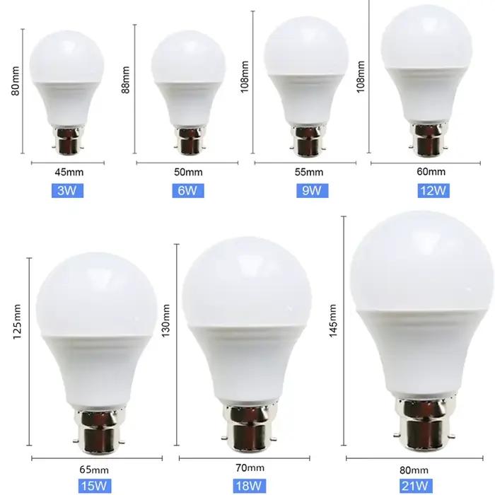 10 pcs/lot LED ampoule B22 lampe baïonnette Lampada 21 W 18 W 15 W 12 W 9 W 6 W 3 W blanc froid blanc chaud boule lumière Bombill AC 110 V 220 V 240 V