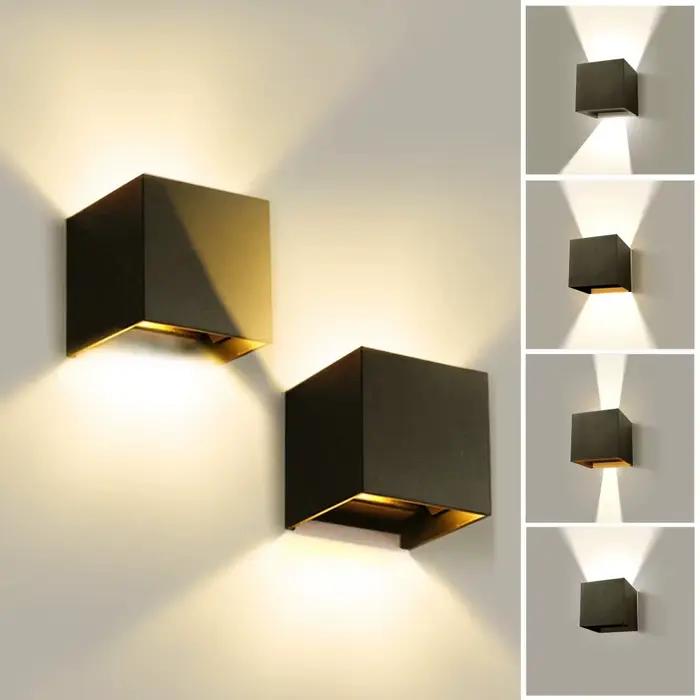 Applique murale LED imperméable IP65 éclairage réglable pour intérieur et extérieur design moderne aluminium noir pour chambre à coucher entrée étude occasions spéciales