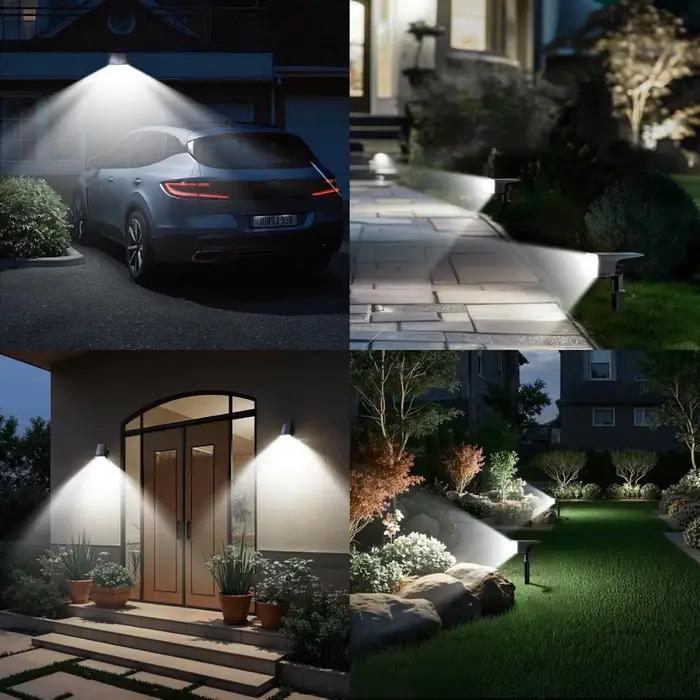Spots solaires extérieurs 59LED 2 en 1 projecteurs de paysage solaire IP65 étanche lampes murales d'inondation à énergie