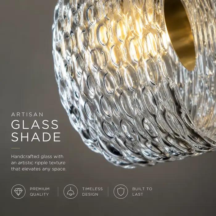 Lampe suspendue de luxe en verre bleu cuivre