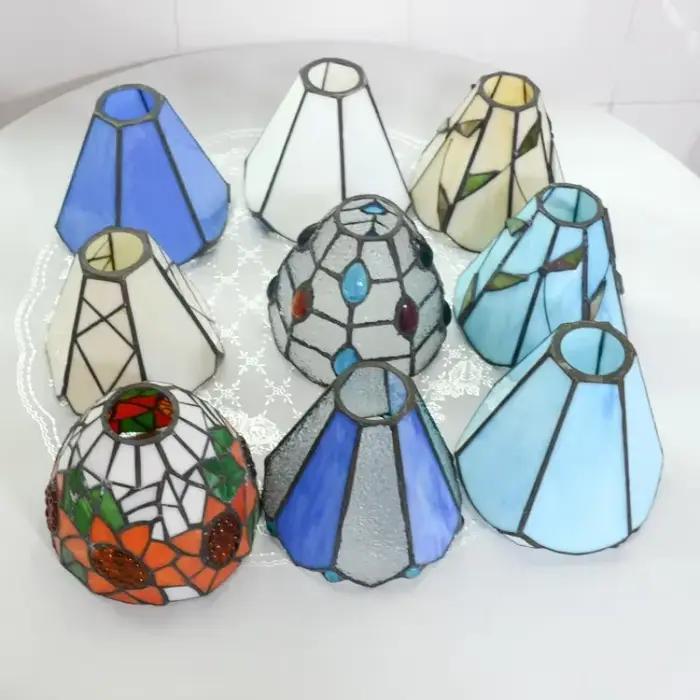 Tiffany-Abat-jour en vitrail pour support Inda, lampe de table, lampes suspendues, éclairage de plafond, applique murale, luminaires, abat-jour uniquement