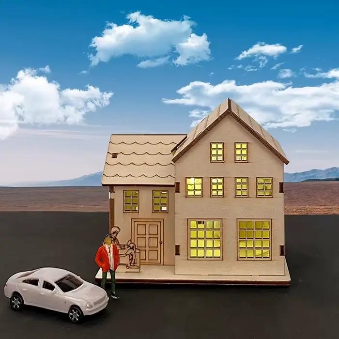 Modèle de Puzzle en bois 3D, lumière LED de noël, maison en bois, cabine lumineuse pour la décoration de la maison, maison en rondins, bricolage, décoration de fenêtre cadeau