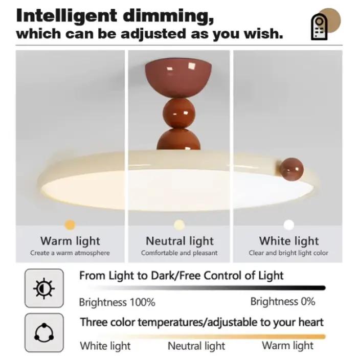 Plafonnier LED Nordique Crème Style Soucoupe Volante pour Salon, Chambre, Chevet, Salle à Manger, Hôtel, Décoration Intérieure