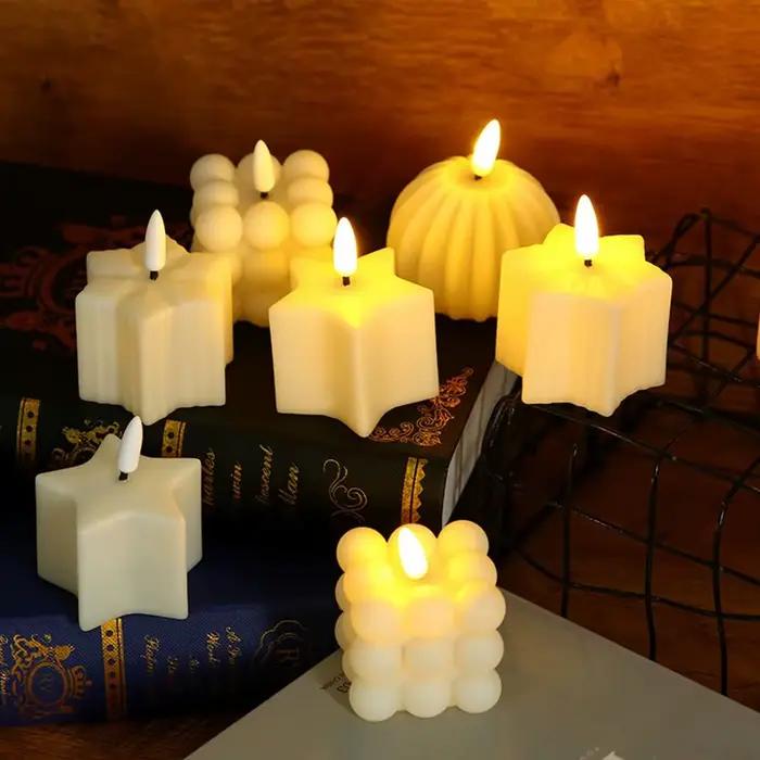 Bougie LED blanche en plastique, lumière chaude, électronique, accessoires Photo, ornement de bureau, bougie d'ambiance, décoration de la maison