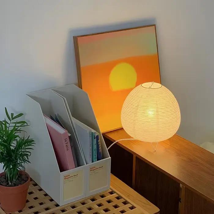Lampe de table en papier de riz japonais moderne avec abat-jour blanc pour salon chambre à coucher bureau occasions spéciales