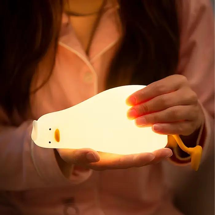 Canard pat siliconé rechargeable veilleuse bleu pour enfants chambre atmosphère paisible occasions spéciales