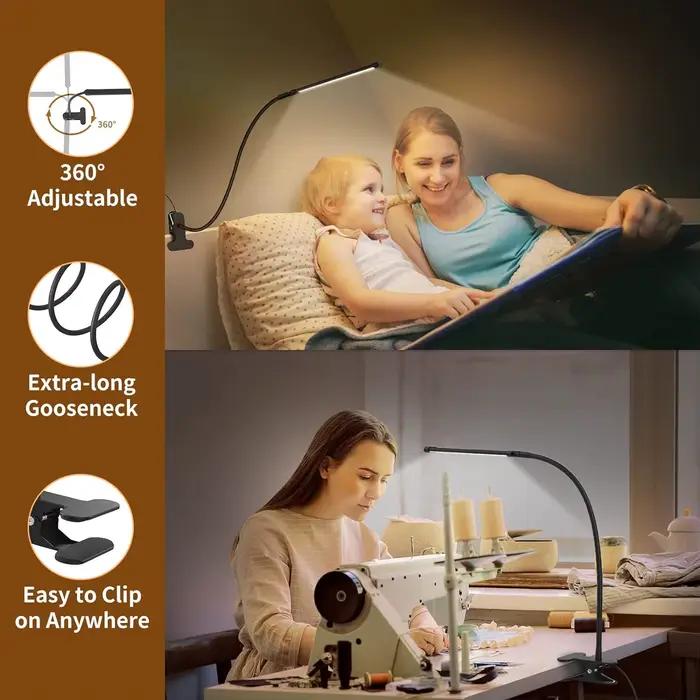 Lampes de bureau LED livre lumière USB Rechargeable lampe de lecture chaud blanc froid lumière du jour Portable Flexible facile pince lampe de lecture de nuit