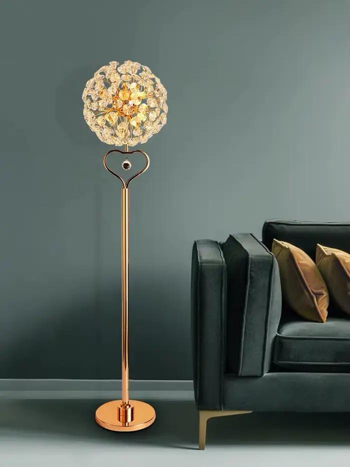 Lampe sur pied moderne en cristal LED en forme de tournesol pour salon