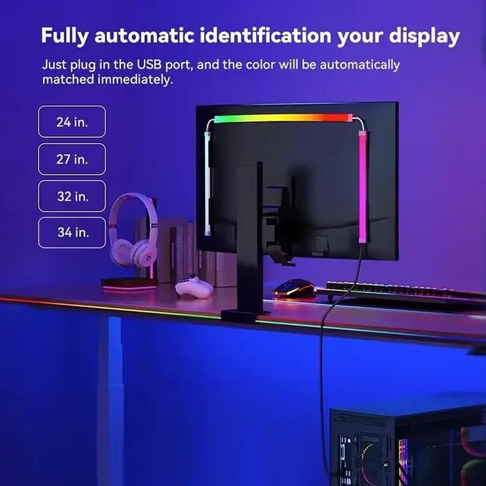 Bande lumineuse LED pour écran PC, affichage ambiant intelligent, synchronisation, moniteur d'ordinateur, rétro-éclairage, couleur rvb, bricolage, jeu, atmosphère de vacances, lampe de décoration