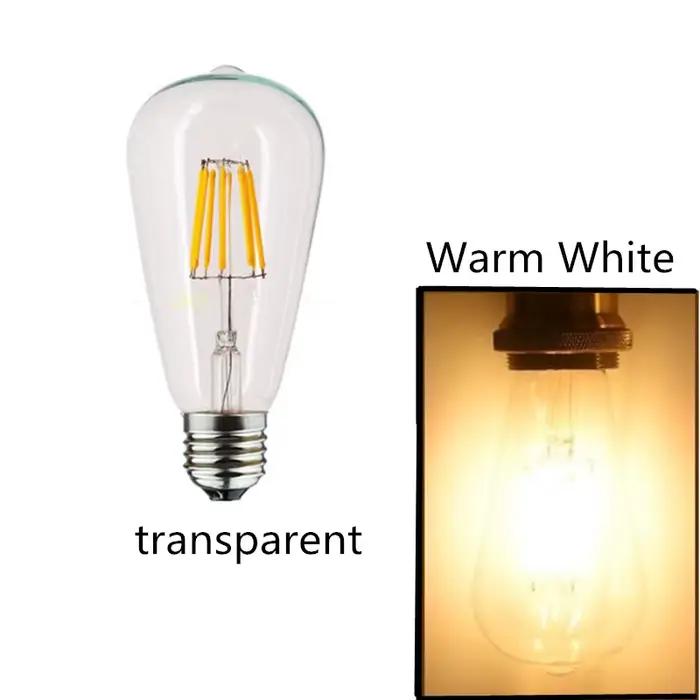 6 pièces LED ST64 E27 2W 4W 6W 8W 10W 12W 4000K blanc chaud inntage Edison Filament ampoule Dimmable E27 B22 110V 220V lampe d'énergie