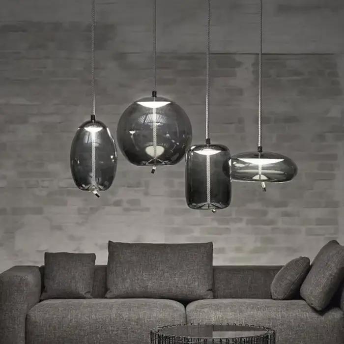 Moderne minimaliste verre pendentif LED lumière cuisine suspendu lustre pour salle à manger salon chambre Bar café décor éclairage