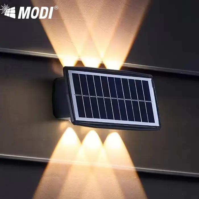 Lampes murales solaires LED étanches IP65, éclairage extérieur économe en énergie avec blanc chaud et or, réglable pour jardin F