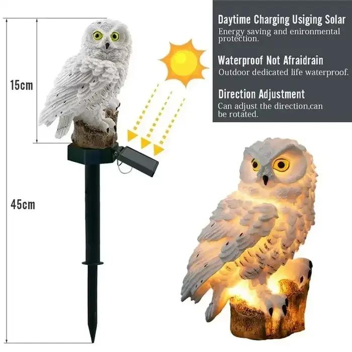 Lampe solaire en forme de hibou LED étanche pour décoration de jardin ou événements nocturnes en extérieur avec quatre couleurs disponibles