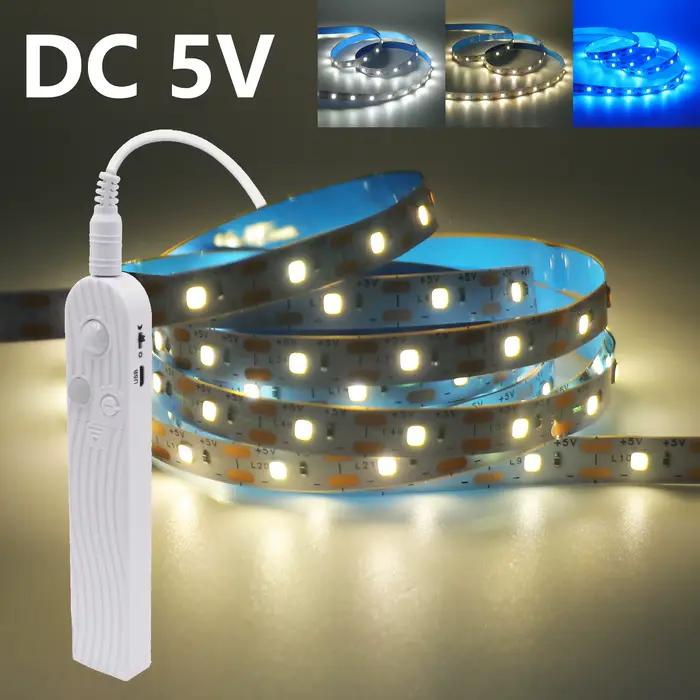 Bande lumineuse LED avec détecteur de mouvement 0,5m 1m 2m 3m, éclairage LED pour placard, alimenté par piles, applique murale pour TV, lits, escaliers, armoires, décoration intérieure