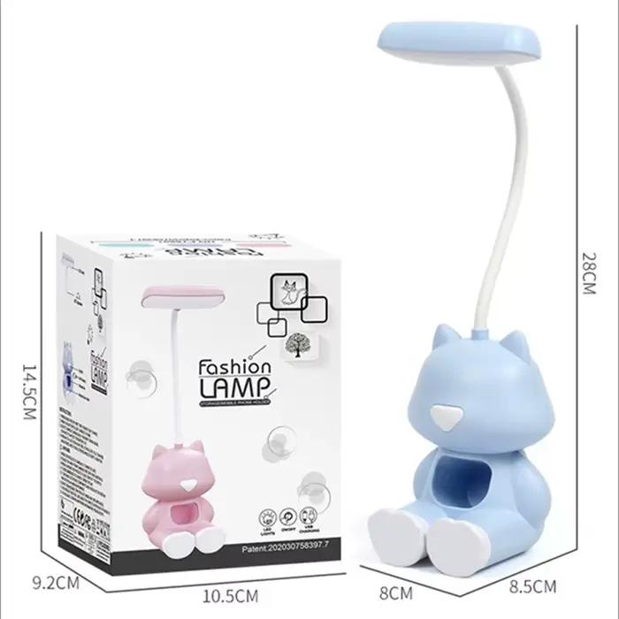 Lampe de bureau en forme de chat mignon et créative avec support pour téléphone flux lumineux pour chambre d'étudiant enfants occaions spéciales