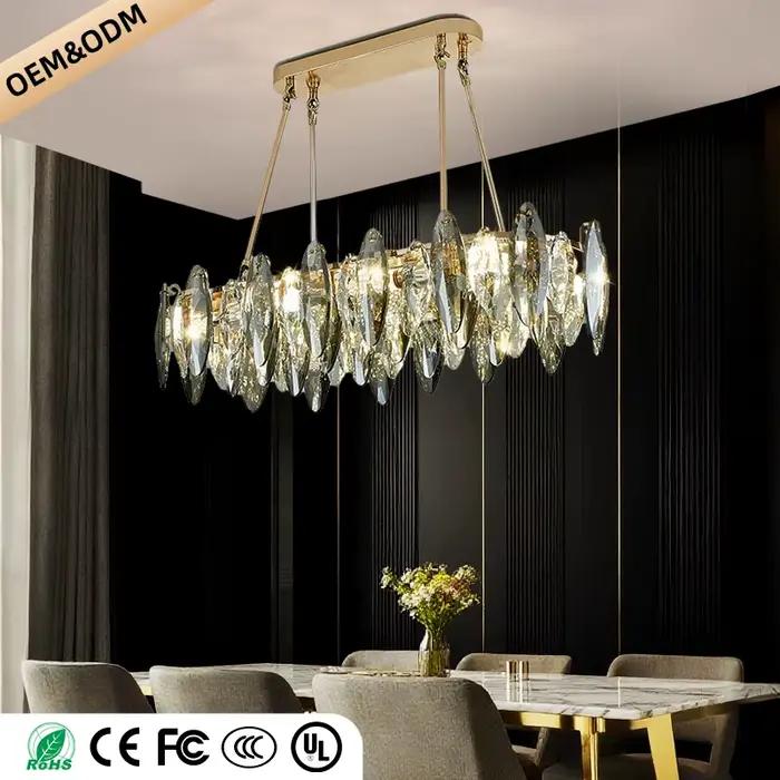 Lustre en cristal de luxe salon plafond haut suspension salle à manger luminaires suspendus Lustre
