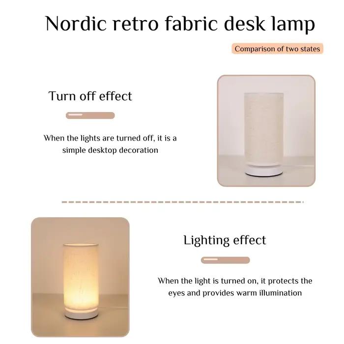 Lampe de bureau en tissu nordique, lumière chaude USB, adaptée aux salons, chambres à coucher, bureaux – cadeau parfait pour les vacances et les anniversaires